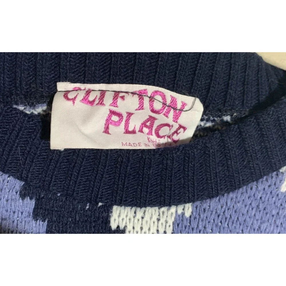 Clifton Place Vintage 90s Unisex Size L Geometric Twee Chunky Knit Sweater